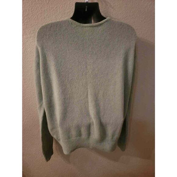 Free People Women's Blue Green Plunging V Neck Alpaca Pullover Sweater Small - Picture 3 of 3
